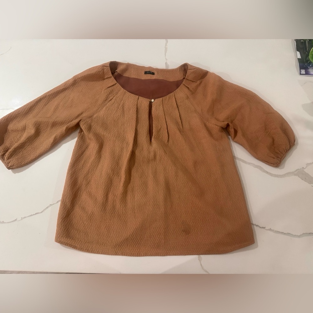 J. Crew Small Gold Bronze Tan Blouse S